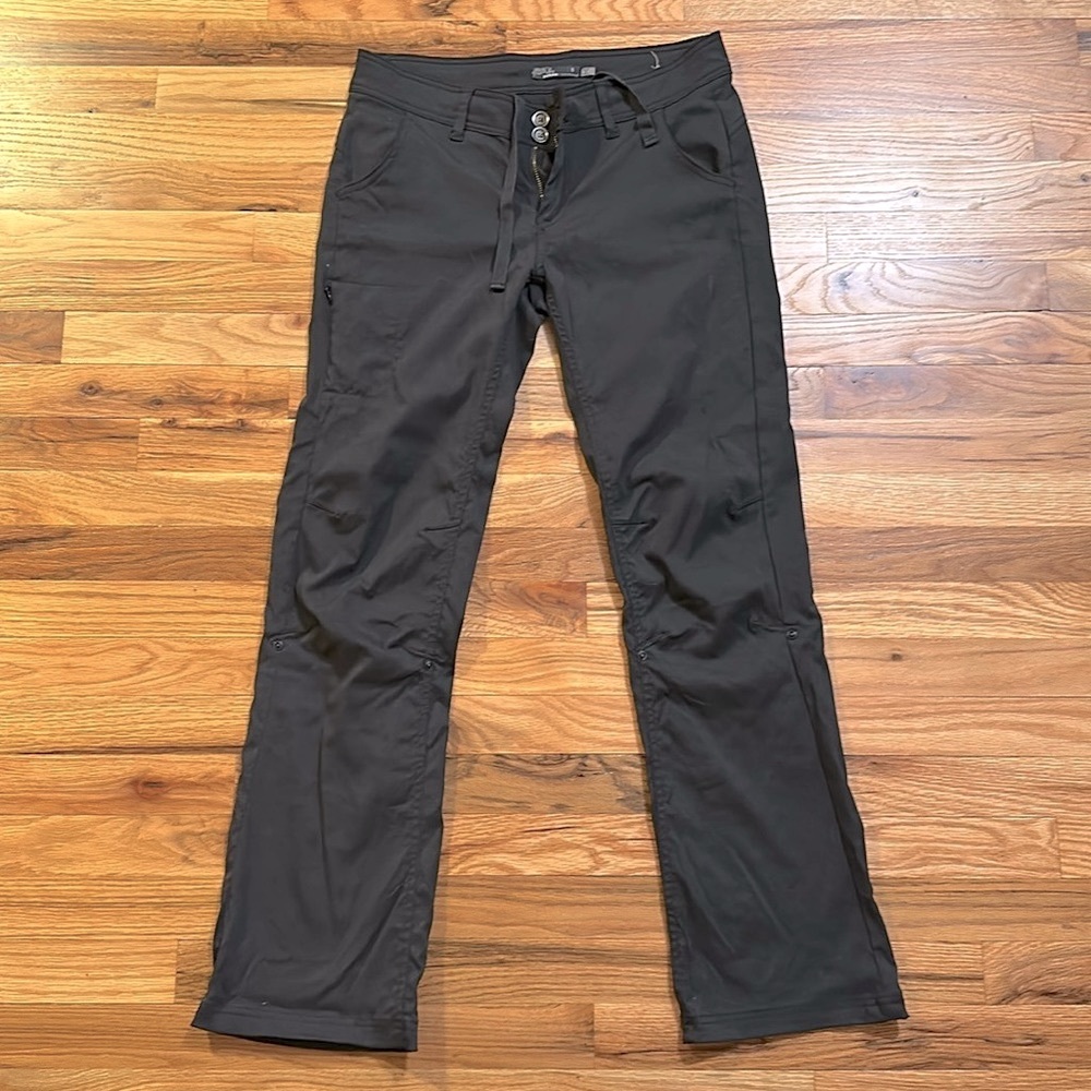 Prana Halle Convertible Roll up Black Hiking Athletic Pant Black 6 stretch Zion